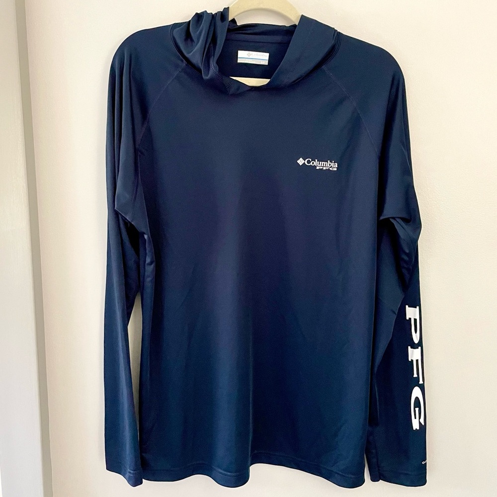 NWOT Columbia Navy PFG Long Sleeve Hoodie Lightweight Size Men’s Small